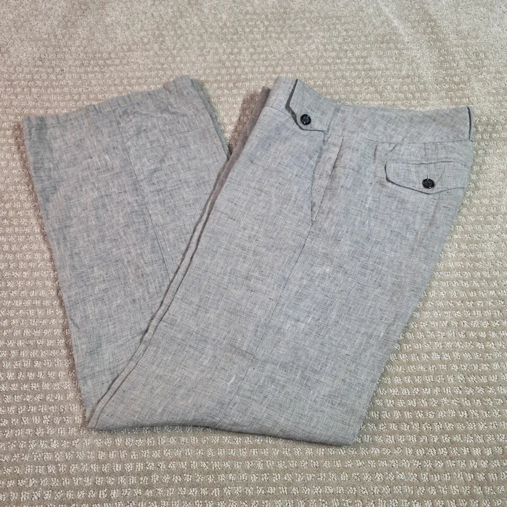 Banana Republic Ryan Fit Pants 2 Gray 100% Linen Wide Leg Lightweight 1172